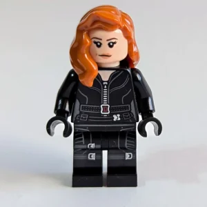 Black Widow, Black Jumpsuit, Printed Legs (85974 Hair) — LEGO 76313 Marvel Logo