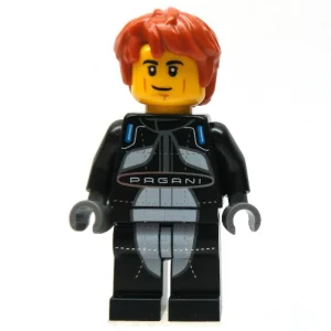 Race Driver - Black Torso, Black Legs, Dark Orange Hair — LEGO 76915 Pagani Utopia