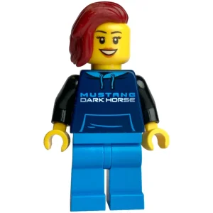 Race Driver - Dark Blue Torso, Dark Azure Legs, Dark Red Hair — LEGO 76920 Ferrari F40
