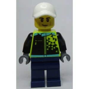 Racer, Vibrant Yellow and Dark Blue Race Suit, White Cap — LEGO 60383 Electric Sports Car