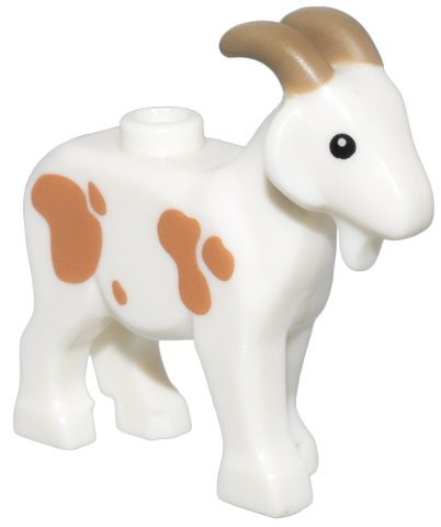 Goat with Dark Tan Horns and Medium Nougat Spots Pattern