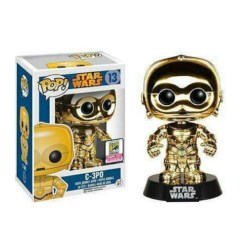 Funko Pop C-3PO #13 Gold Metallic 2015 SDCC Exclusive blue box