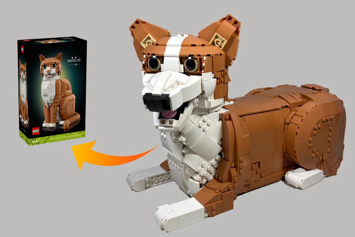 Набір LEGO Ideas 21376 Orange Cat надихає на нові набори домашніх улюбленців: фанати вже створили коргі