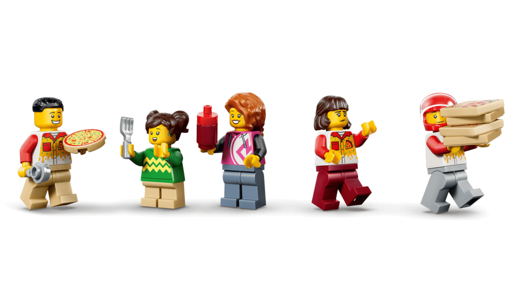 Мініфігурки набору LEGO City 60496 Pizzeria with Delivery Vehicles