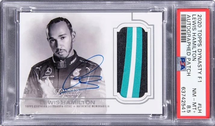 Колекційна картка 2020 Topps Dynasty F1 Autographed Patch #DAP-LH Lewis Hamilton Signed Patch Card (#02/10)