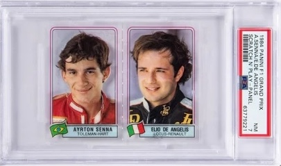 Колекційна картка 984 Panini F1 Grand Prix Scratch N' Play Panel Ayrton Senna/Elio De Angelis Rookie Card