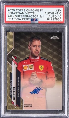 2020 Topps Chrome F1 Autograph SuperFractor #F1A-SV Sebastian Vettel Signed Card (#1/1)