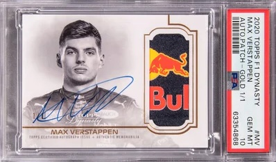 Колекційна картка 2020 Topps F1 Dynasty Autographed Patch Gold #DAP-MV Max Verstappen Signed Patch Rookie Card (#1/1)