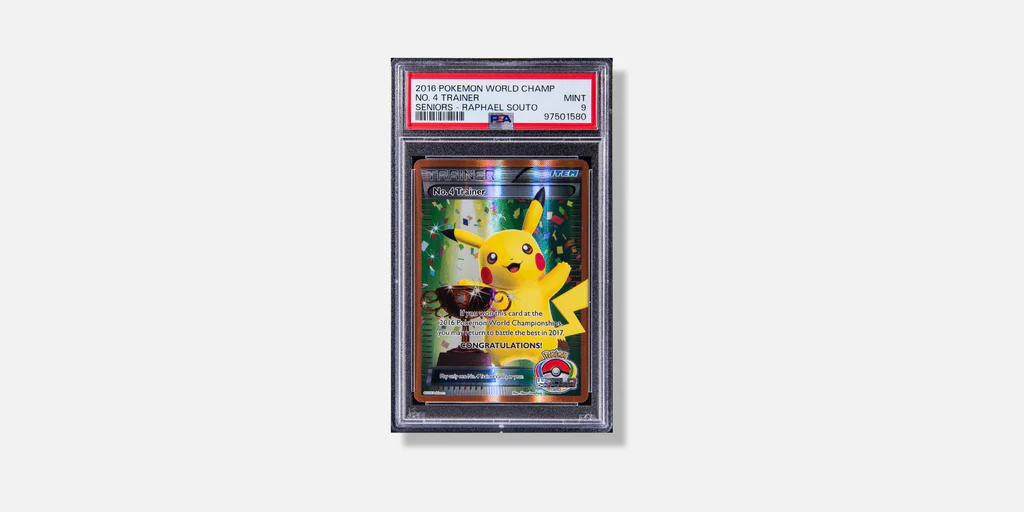 Pokémon TCG 2016 Pokémon World Championships Seniors Raphael Souto No. 4 Trainer Pikachu Trophy Card