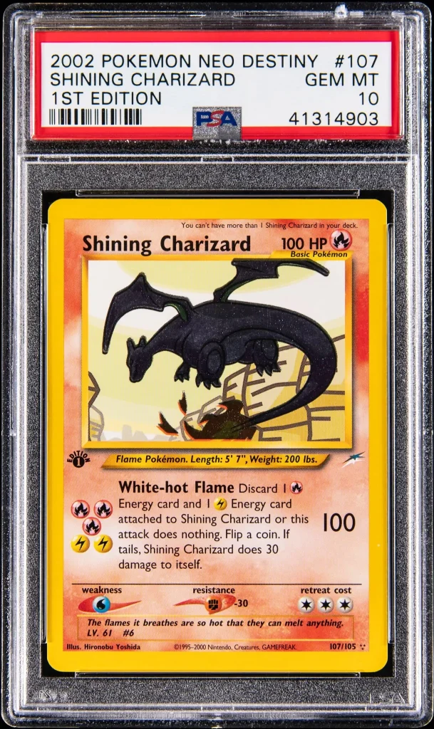Pokémon TCG PSA 10 First Edition Holo Shining Charizard #107 з набору Neo Destiny