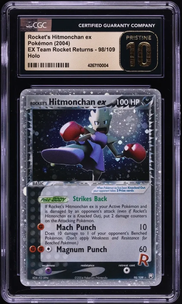 Pokémon TCG Rocket's Hitmonchan ex 2004 (Holo): CGC Pristine 10, $4 080, POP 4
