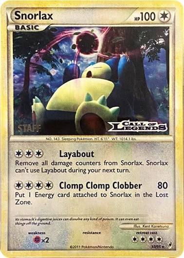 Pokémon TCG Snorlax (Staff Prerelease Holo) — Call of Legends