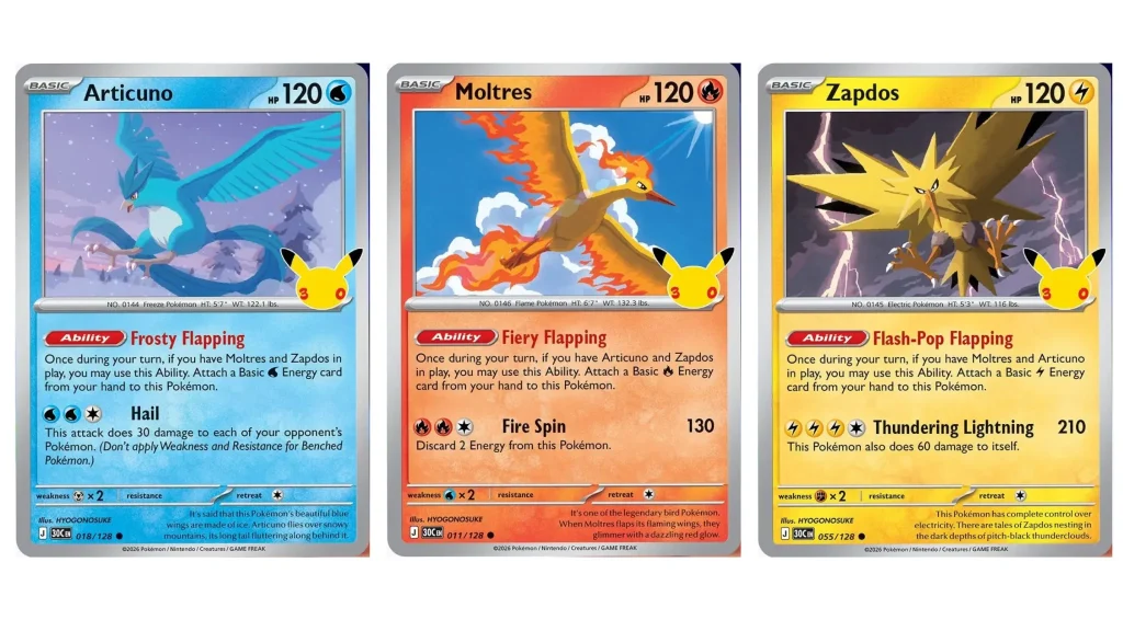 Pokémon TCG Articuno, Moltres та Zapdos
