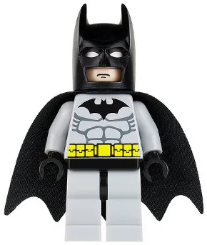 Класична мініфігурка LEGO Бетмен bat001 у світло-сірому костюмі з чорною маскою і жовтим поясом, 2006 рік