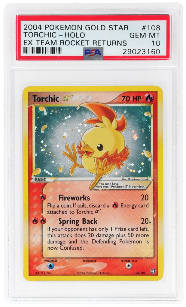 2004 Pokemon Ex Team Rocket Returns Gold Star Holo Torchic #108