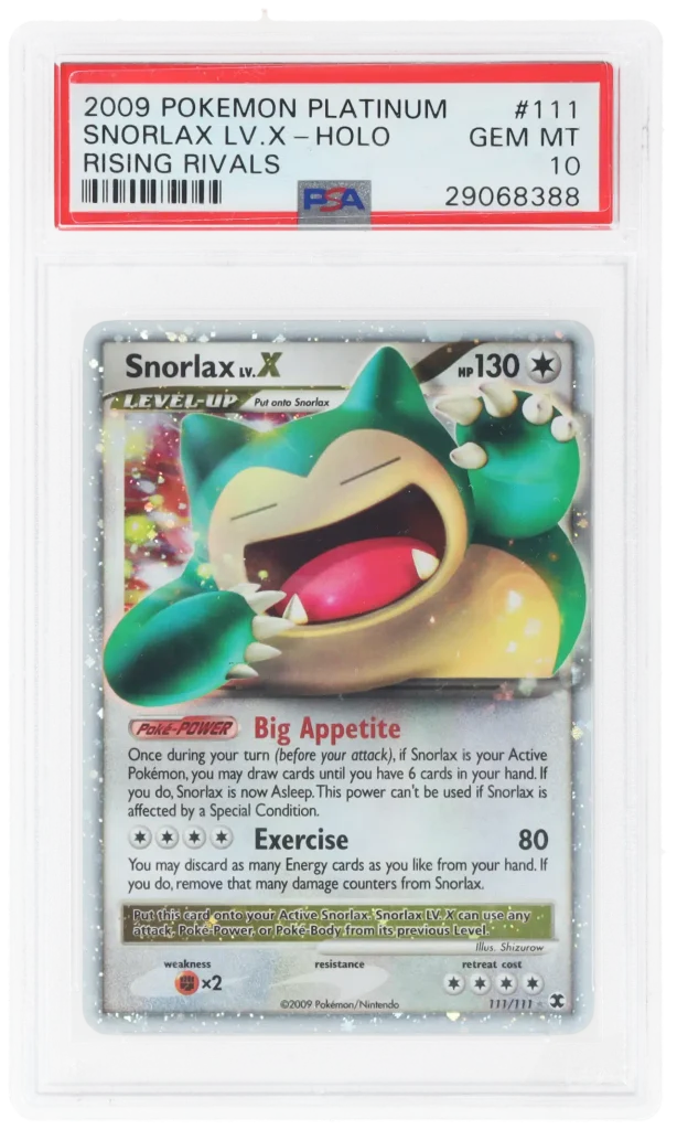 Картка 2009 року Pokémon Snorlax Lv.X Rising Rivals Holo #111  PSA 10