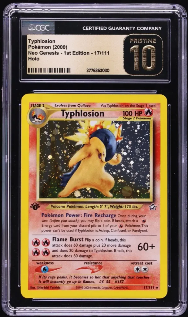 2000 Pokemon Neo Genesis 1st Edition Holo Typhlosion #17 CGC 10 Pristine