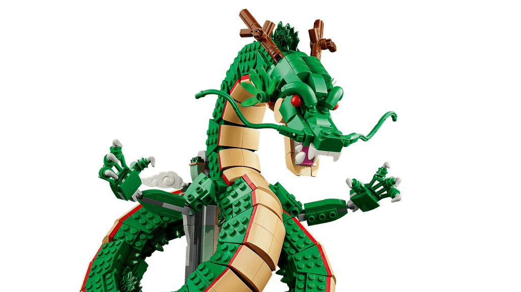 Голова й тіло дракона Шенрона з набору LEGO Icons 11390 крупним планом