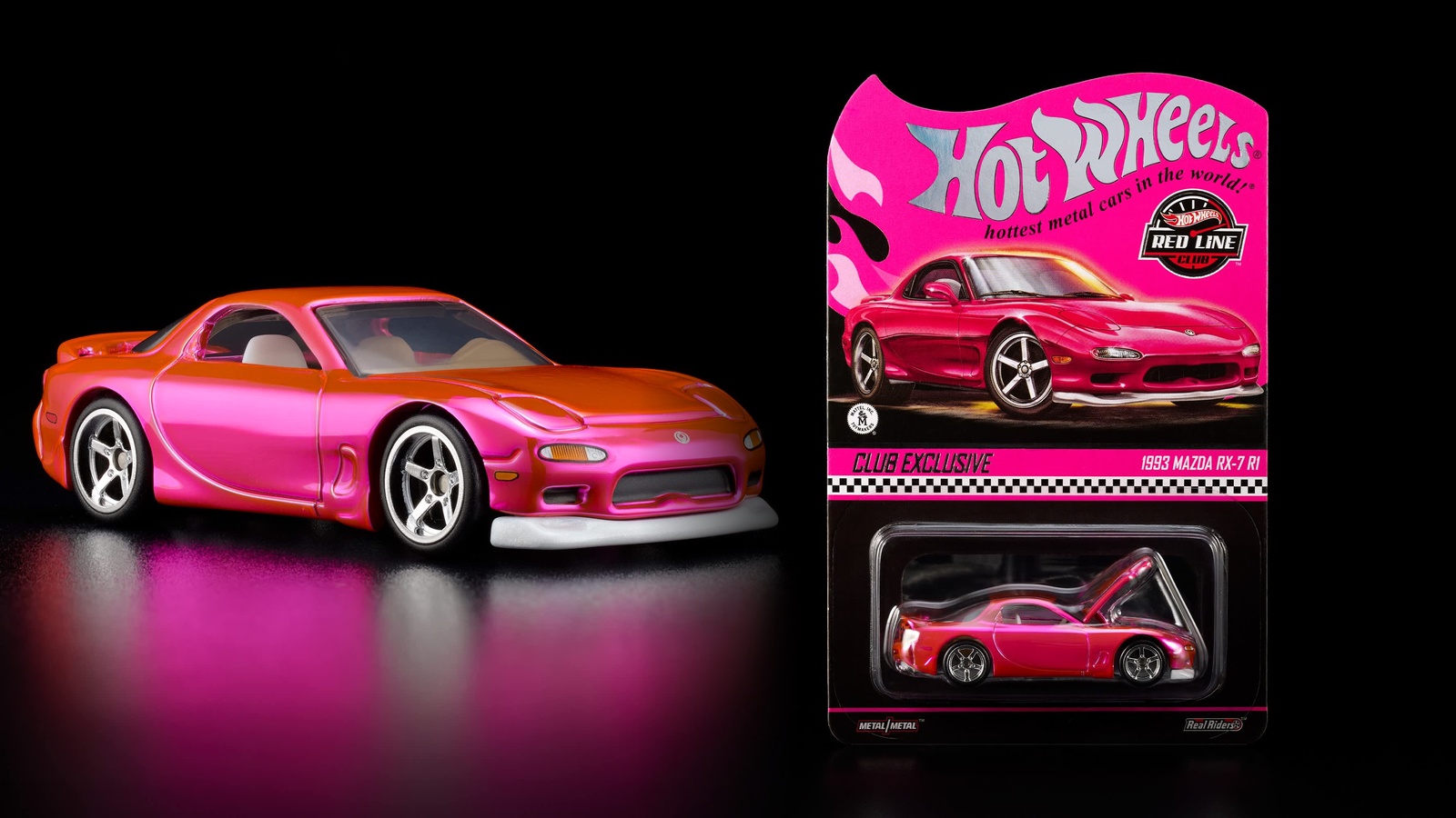 Hot Wheels RLC випустив 1993 Mazda RX-7 R1 у рожевому Spectraflame — офіційний Party Car 40-го Hot Wheels Collectors Convention
