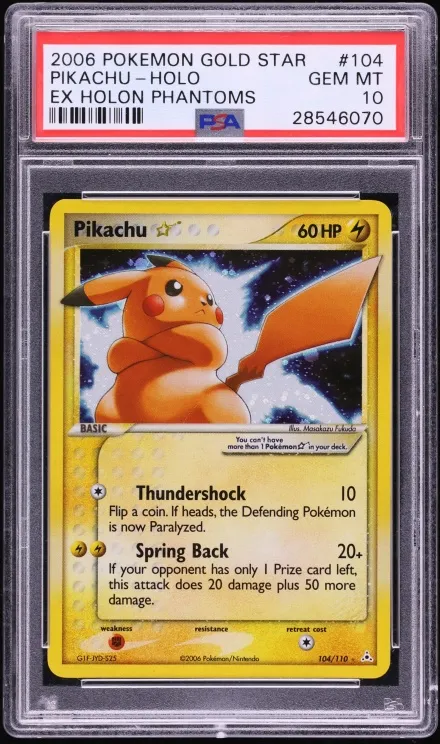 Pokémon TCG PSA 10 Holon Phantoms Pikachu Gold Star